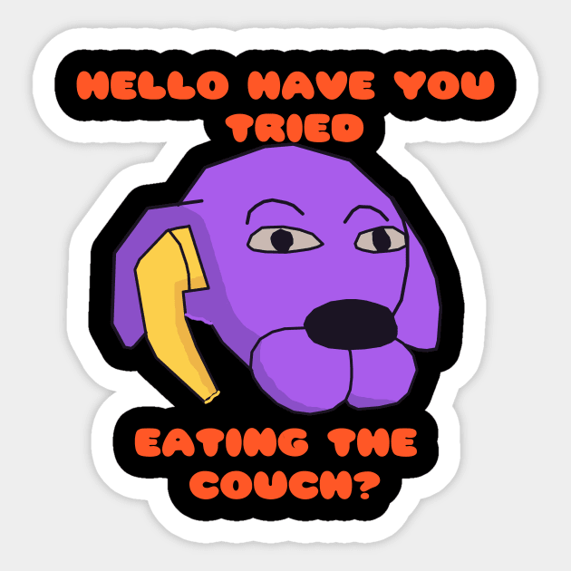 Dogs Eat The Couch Sticker by Nusnibo